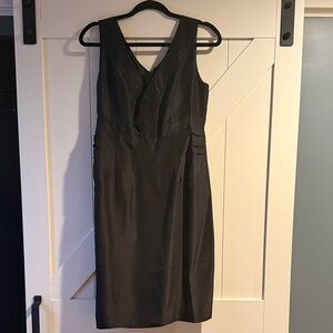 Garnet Hill Black V-Neck Midi Dress